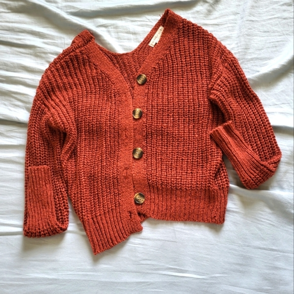 Sincerely Jules Burgundy Crochet Cardigan Size XS